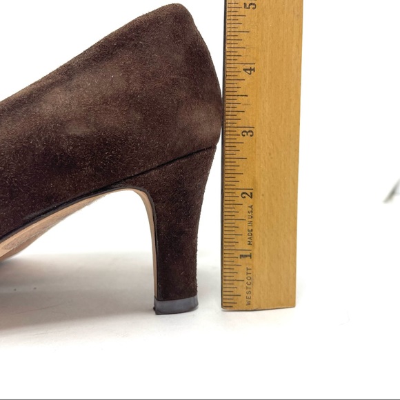 LARRY STUART vintage chocolate brown suede heels, made in Italy, size 7.5 - Picture 10 of 12